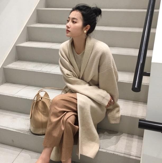 Long Knit Cardigan - Asian Fashion Lianox