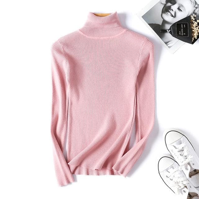 Basic Ribbed Turtleneck Sweatshirt (18 Colors!) - Asian Fashion Lianox