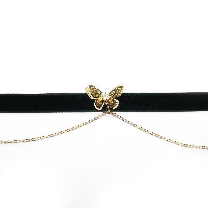 Butterfly Double Chain Choker - Asian Fashion Lianox