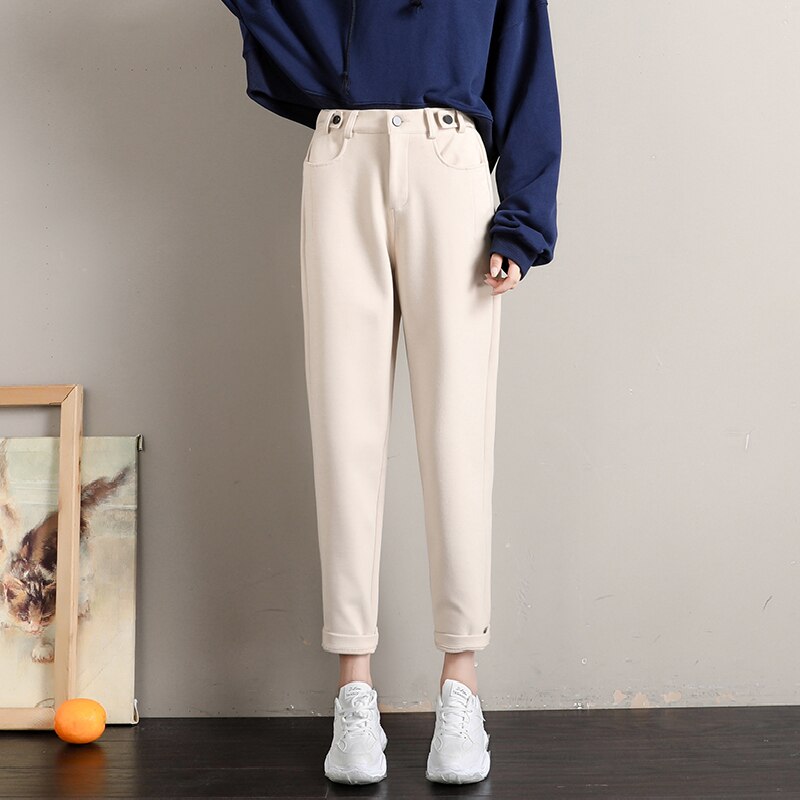 Ankle-Length Pants With Straight Cut And High Waist