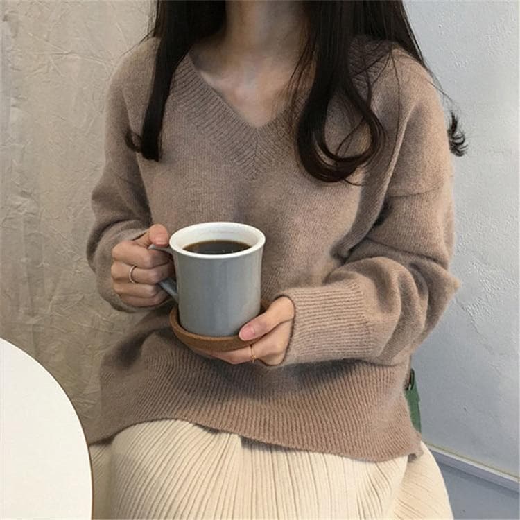 V-Neck Sweater - Asian Fashion Lianox