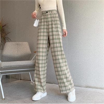 Plaid Wide-Leg Pants (S to 4XL!) - Asian Fashion Lianox