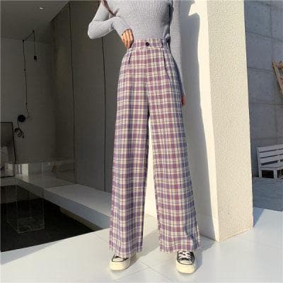 Plaid Wide-Leg Pants (S to 4XL!) - Asian Fashion Lianox
