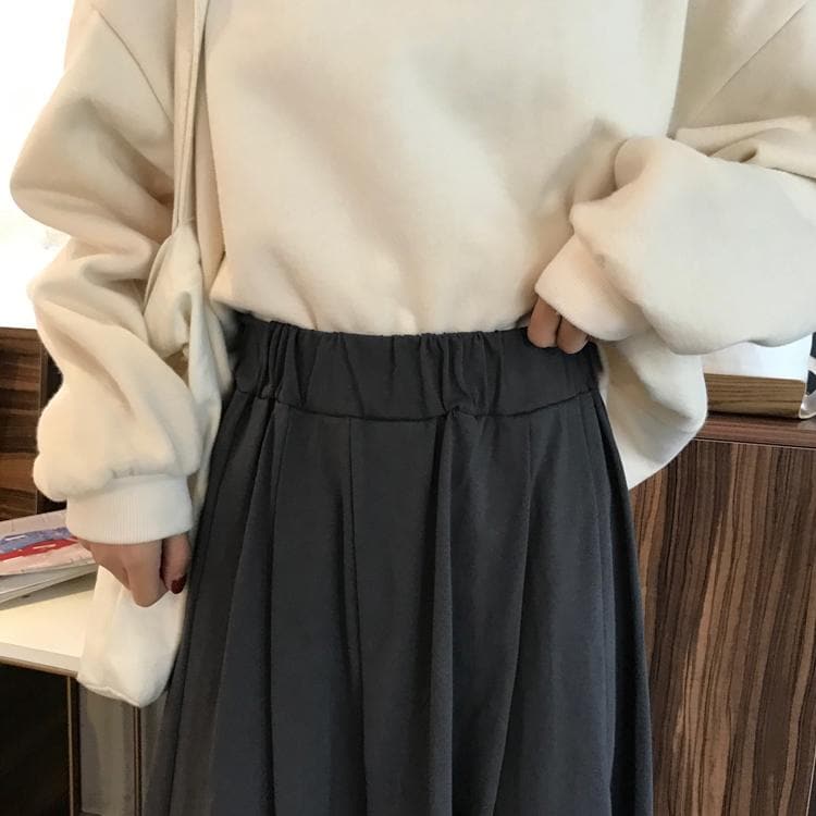 Basic Maxi Skirt with Elastic Waistband - Asian Fashion Lianox