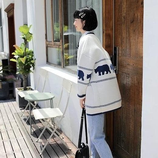 Ice Bear Cardigan - Asian Fashion Lianox