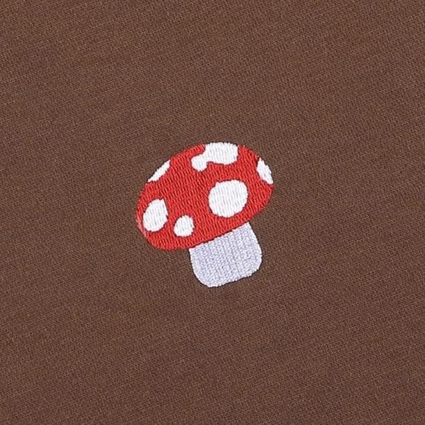 Longsleeve Shirt With Mushroom Embroidery - Asian Fashion Lianox