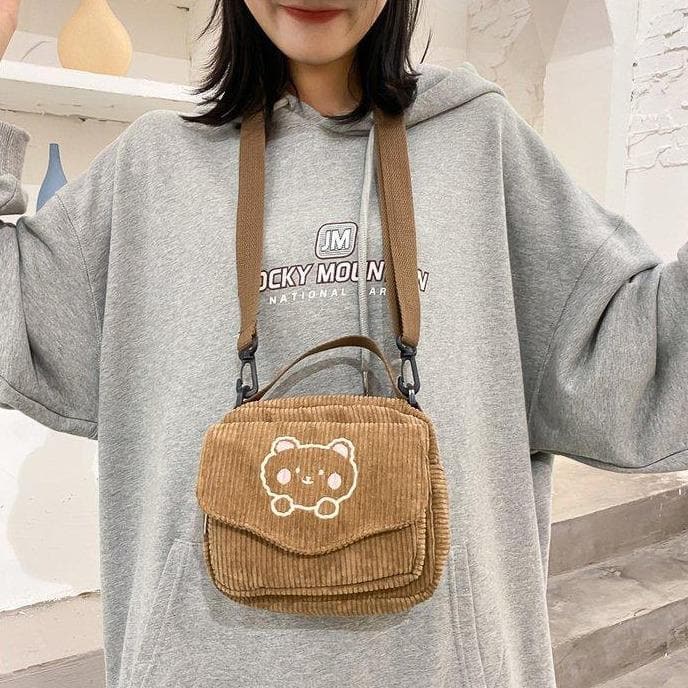 Teddy Bear Corduroy Bag -  Asian Fashion! - Shop Korean & Japanese Fashion on Lianox.
