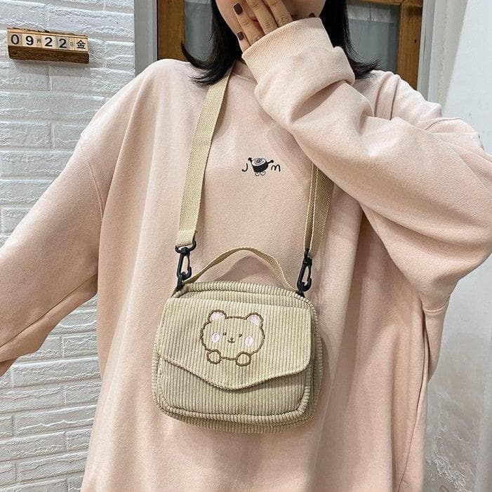 Teddy Bear Corduroy Bag -  Asian Fashion! - Shop Korean & Japanese Fashion on Lianox.