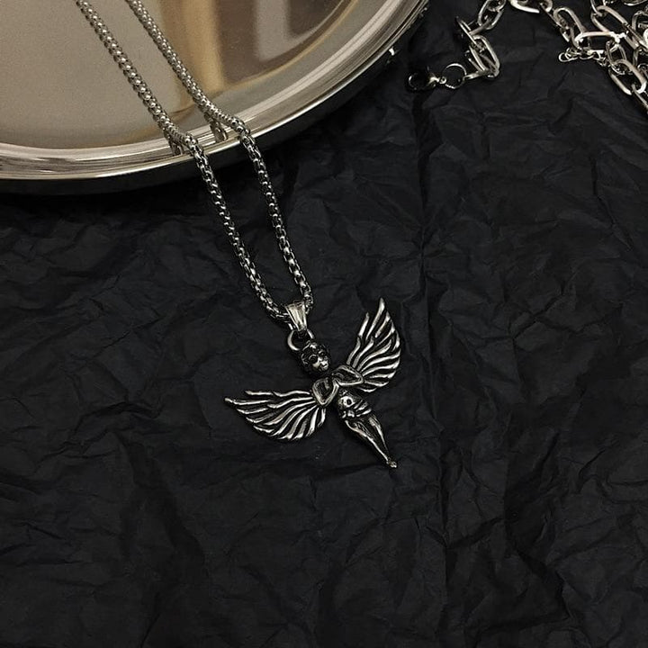 Silver Necklace With Angel Pendant - Asian Fashion Lianox