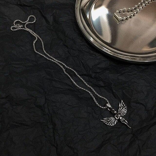 Silver Necklace With Angel Pendant - Asian Fashion Lianox
