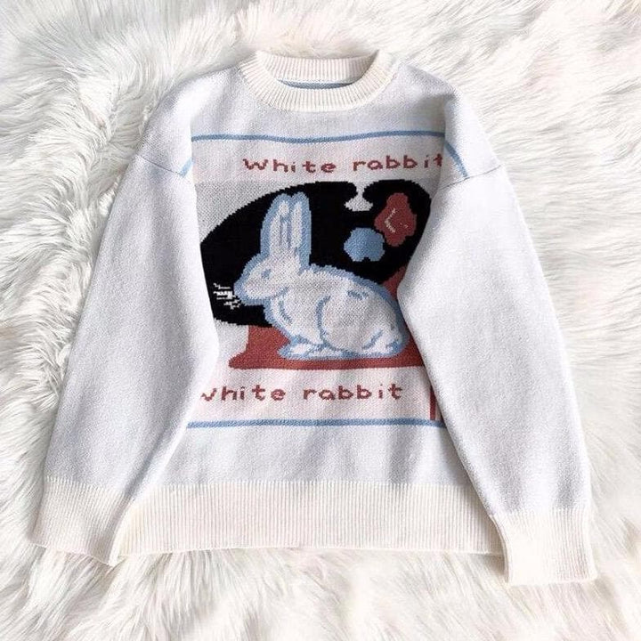 "White Rabbit" Knit Sweater - Asian Fashion Lianox