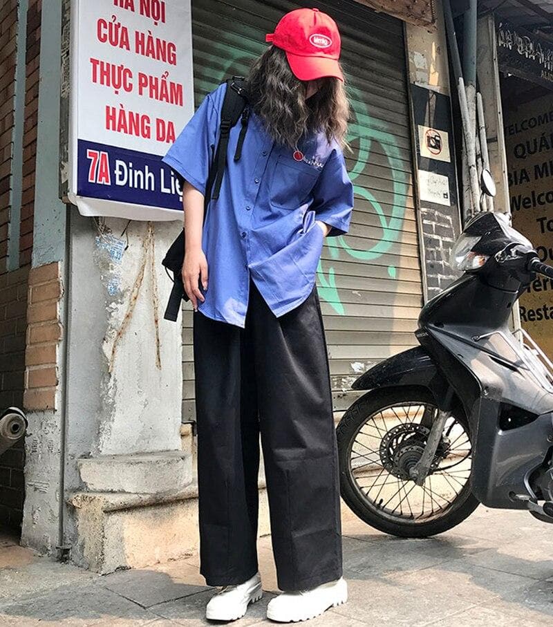 Extreme Wide-Leg Pants With High Waist - Asian Fashion Lianox