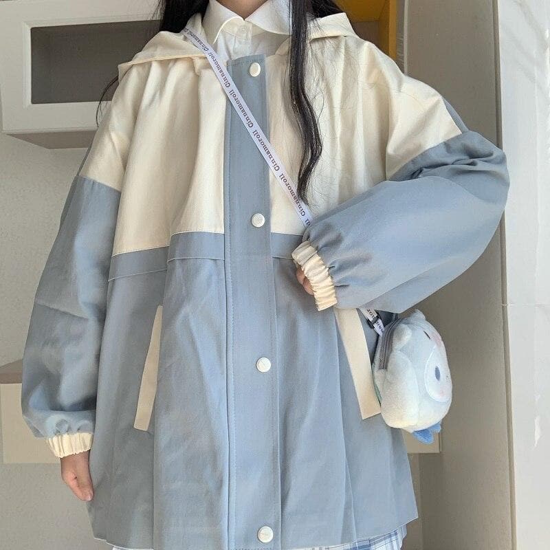 Two-Colored Raincoat - Asian Fashion Lianox
