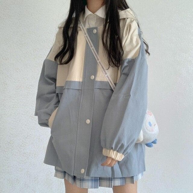 Two-Colored Raincoat - Asian Fashion Lianox