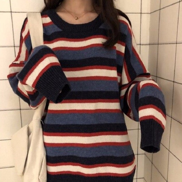 O-Neck Sweater With Stripes