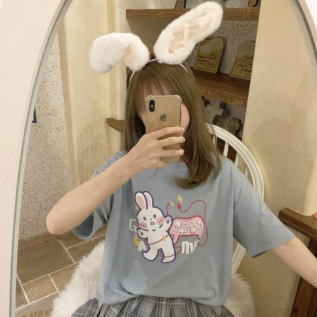 "GAME" T-Shirt With Bunny Print