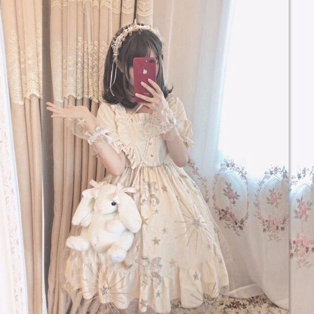 A-Line Lolita Dress With Puff Sleeves