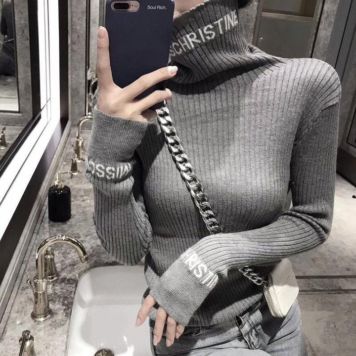 "MISSCHRISTINE" Turtleneck Sweater With Lettering