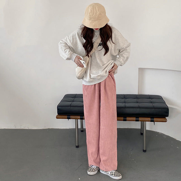 "imagine" Outfit-Set: Sweater With Lettering + Wide-Leg Corduroy Pants