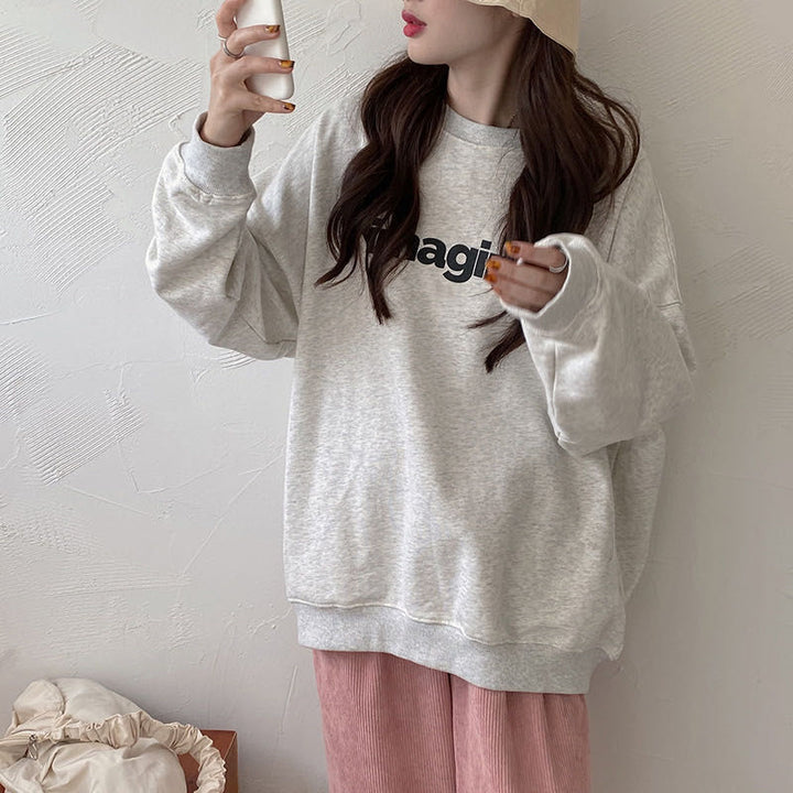 "imagine" Outfit-Set: Sweater With Lettering + Wide-Leg Corduroy Pants