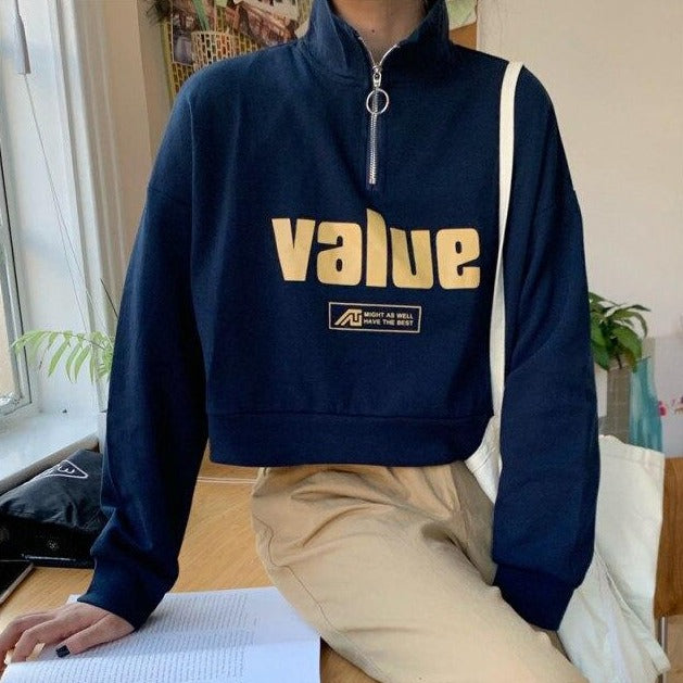 "value" Zip-Up Sweater