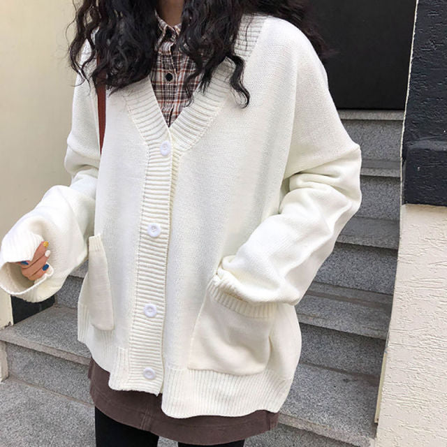 Basic Cardigan With Pockets And Buttons