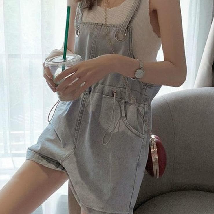 Loose Jeans Playsuit - Asian Fashion Lianox
