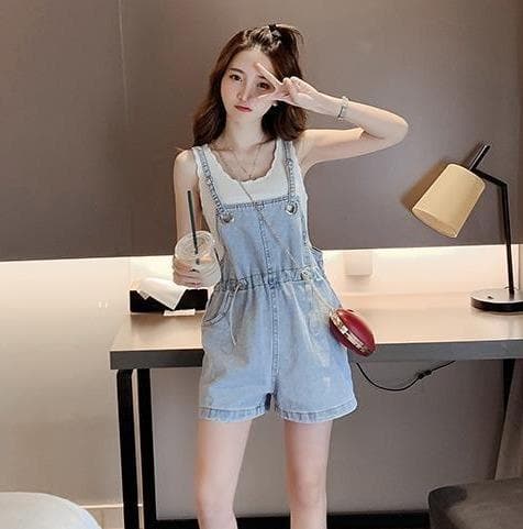 Loose Jeans Playsuit - Asian Fashion Lianox
