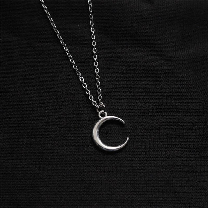 Crescent Moon Silver Necklace -  Asian Fashion! - Shop Korean & Japanese Fashion on Lianox.