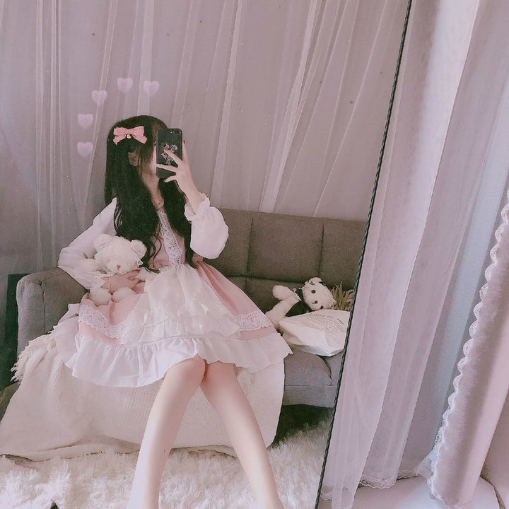 Laced Lolita Dress With Ruffled Hem