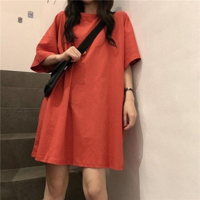 Casual T-Shirt Dress - Asian Fashion Lianox