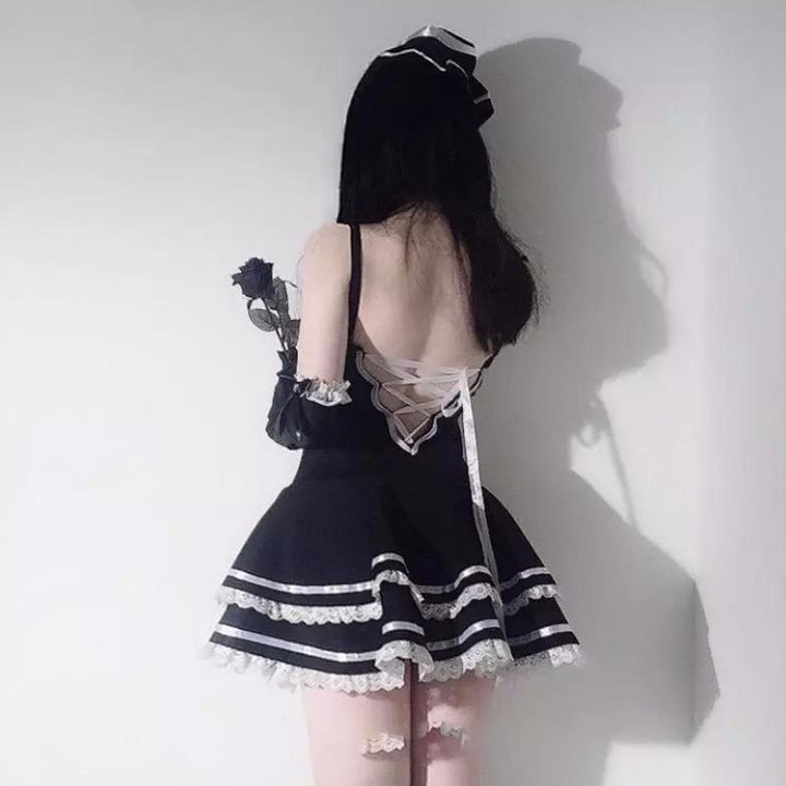 Mini Dress With Lace-Up And Ribbons
