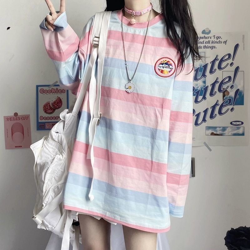 Striped Sweater With Embroidery