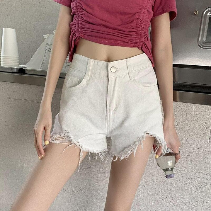 High Waist Shorts With Fringes - Asian Fashion Lianox