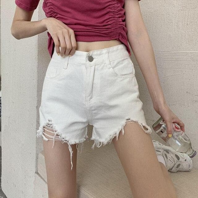 High Waist Shorts With Fringes - Asian Fashion Lianox