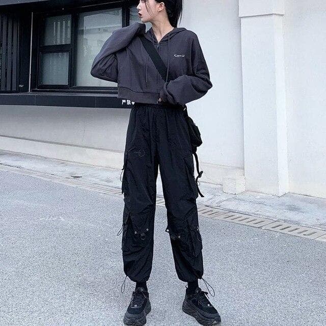 High-Waist Cargo Pants - Asian Fashion Lianox