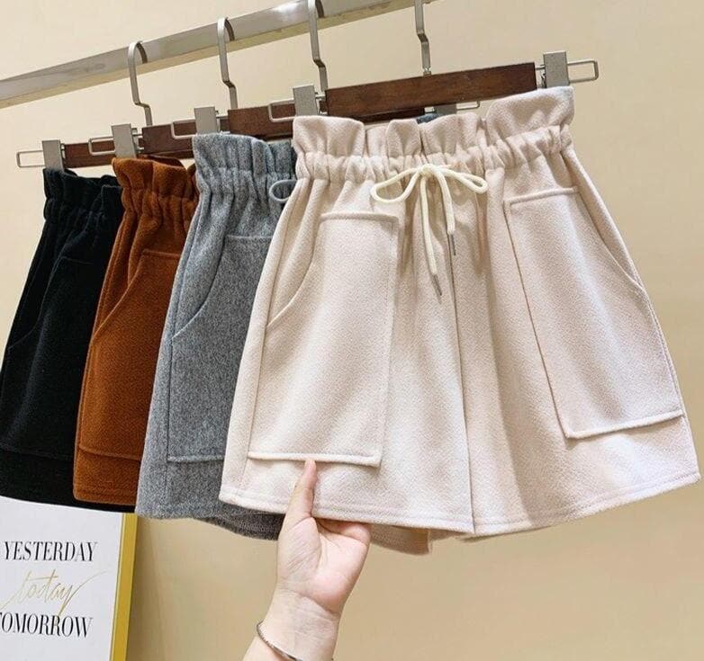 High-Waist Shorts With Drawstring And Pocket (S to 4XL!) - Asian Fashion Lianox