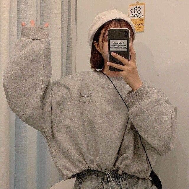 Sweatshirt With Alphabet Print - Asian Fashion Lianox
