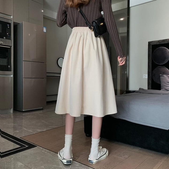 Buttoned High-Waist Skirt (S to 4XL!) - Asian Fashion Lianox