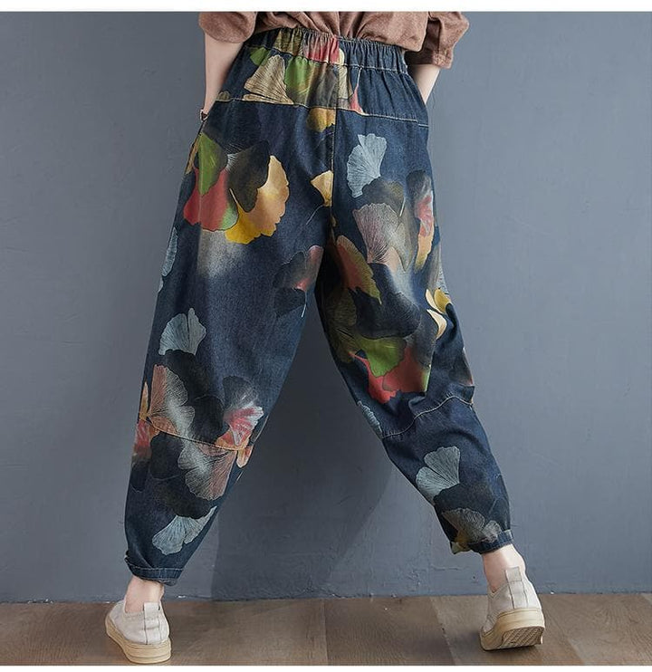 Balloon Pants With Colorful Print - Asian Fashion Lianox
