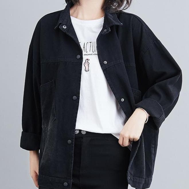 Button-Down Jeans Jacket - Asian Fashion Lianox