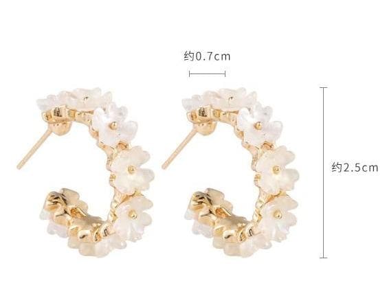 Floral Hoop Earrings - Asian Fashion Lianox