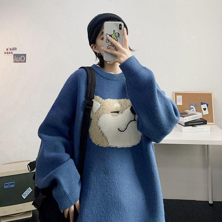 Shiba Inu Doge Knit Sweater - Asian Fashion Lianox