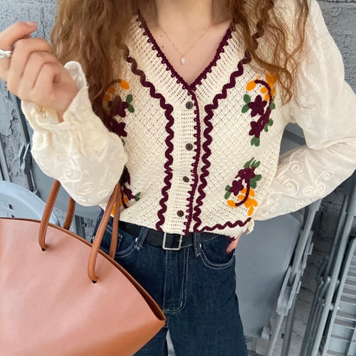 Button-Down Cardigan With Embroidery