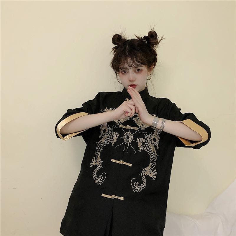Kung Fu Jacket/Dress With Dragon Embroidery