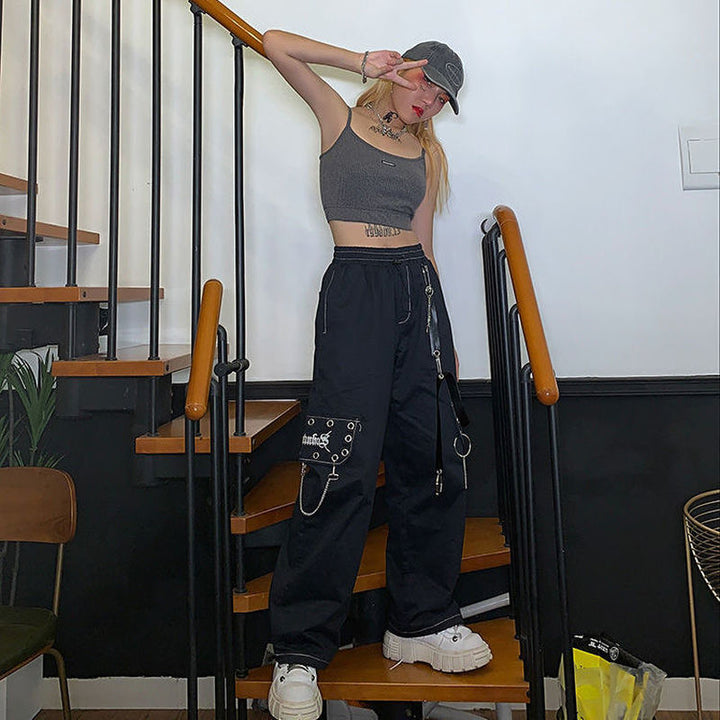 Loose-Fitting Pants With Pockets And Chains