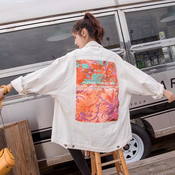 "PLEASE STAND BY" Denim Jacket With Back Print