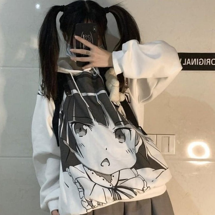 Hoodie With Anime Girl Print