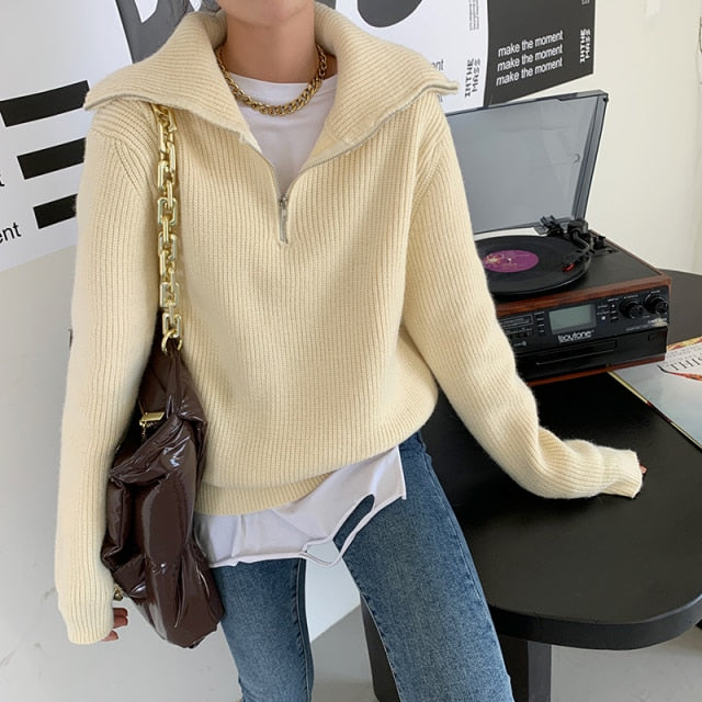 Knitted Sweater With Zipper