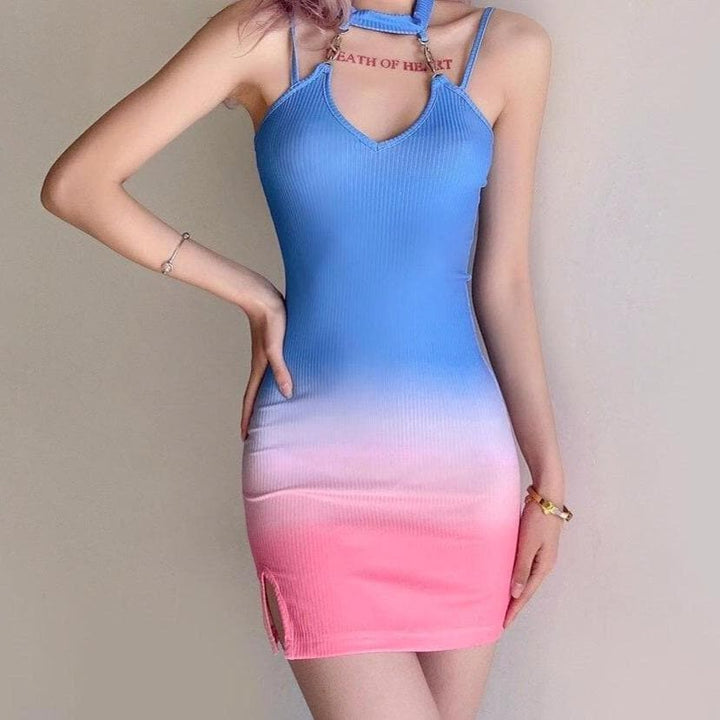 Slim-fit Mini Dress With Colorful Pattern -  Asian Fashion! - Shop Korean & Japanese Fashion on Lianox.